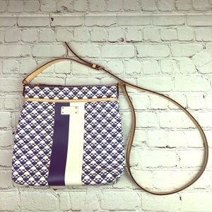 Kate Spade Victoria crossbody bag blue and white 11 inches tall and 11.5 inches